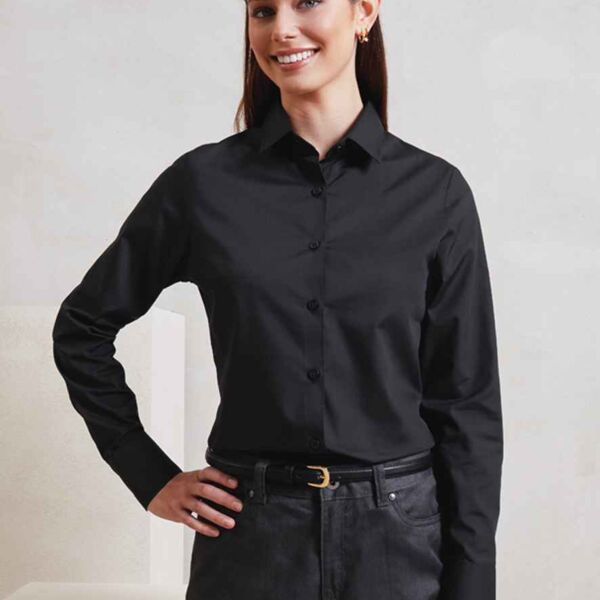 Premier Ladies Recyclight® Long Sleeve Poplin Shirt Thumbnail