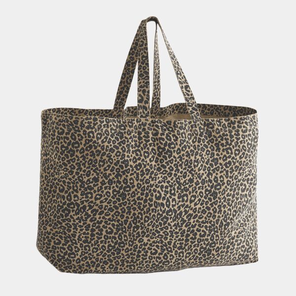 Leopard print canvas oversized tote bag Thumbnail
